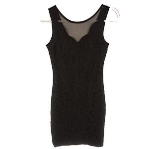 CHARLOTTE RUSSE Micro Mini Bodycon Little Black Lace Dress Sweetheart Neck XS
